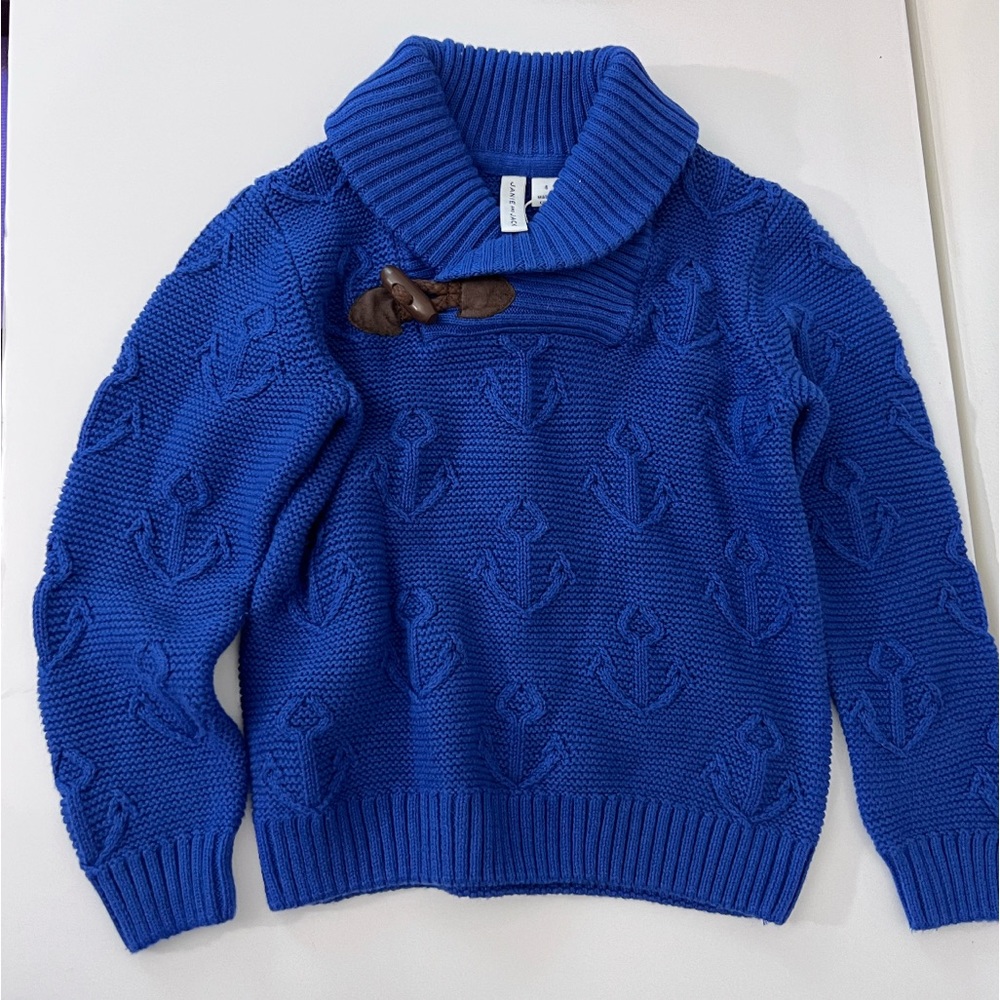 Janie and Jack Little Boy Shawl Collar Anchor Pullover Sweater